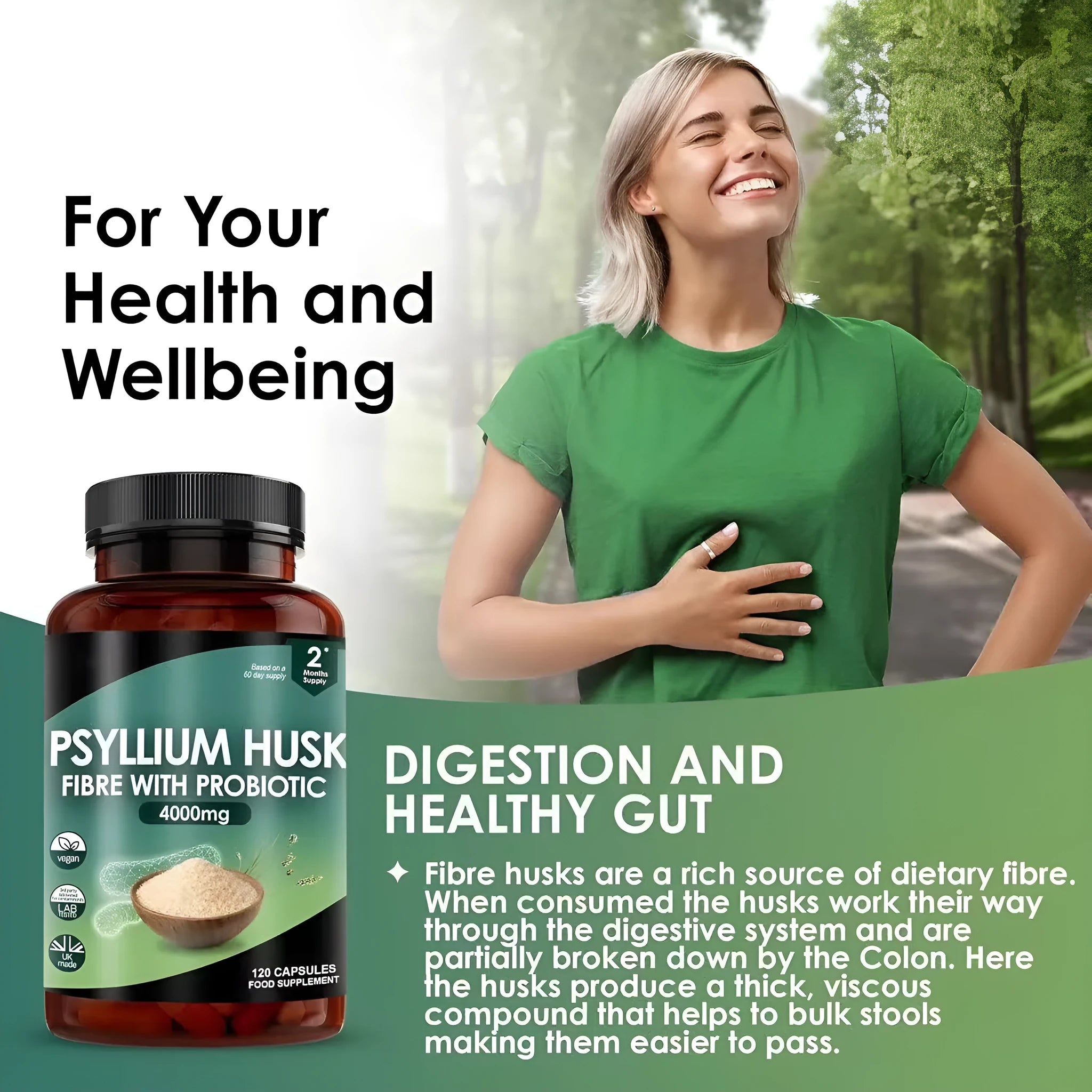 Yang Plantain Seed Shell Capsule Probiotics Supplement 120 tablets bottle for adult digestive health