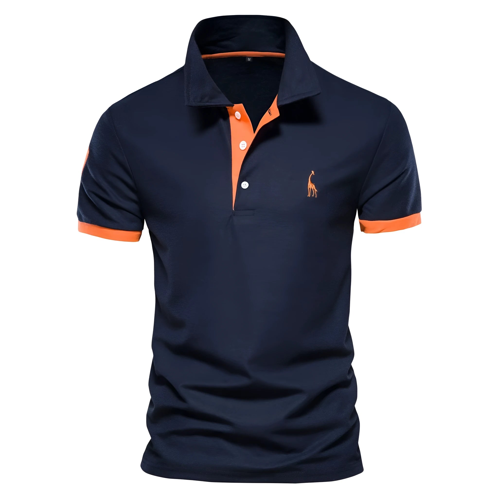 Men's slim fit cotton blend T-shirt with embroidery on the chest, shown in a selection of available colours.
