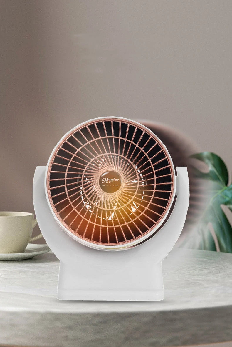 Compact desktop mini mute household heater in white and pink, dimensions 175*115*180mm