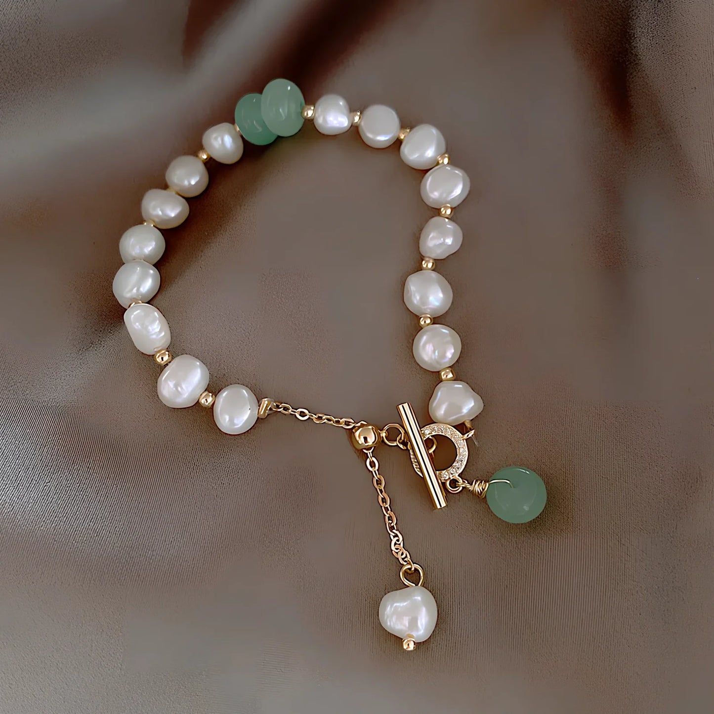 Pink irregular freshwater pearl bracelet on alloy chain, adjustable 16-22cm with 8-12mm beads
