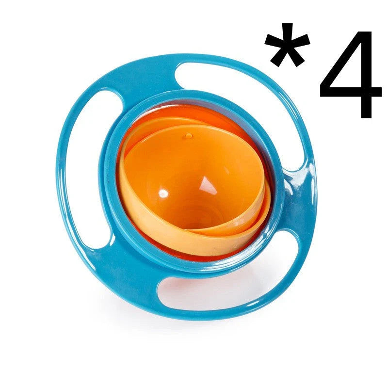360 Rotate Universal Spill-proof Bowl for Babies in red, green, and blue