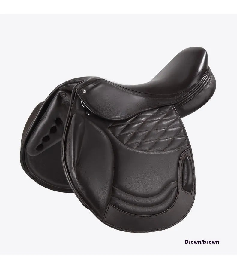 17-inch cowhide equestrian saddle in black colour for horse riding