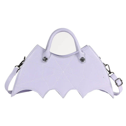 A stylish PU leather shoulder bag with a unique spider web and Batgirl-inspired design, available in a variety of vibrant colors.