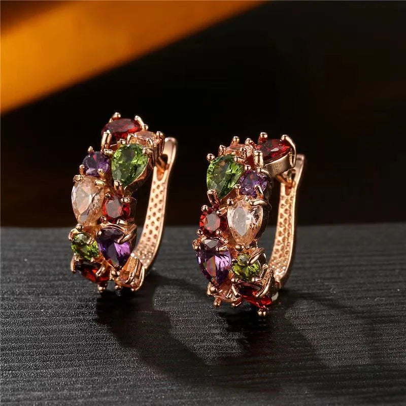 Diamond Crystal Zircon Ear Clip Affordable Luxury Earrings in various colours