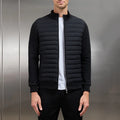 Men's lightweight stand collar coat in solid colour, knitted cotton blend fabric, with topstitching pockets