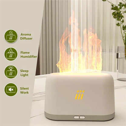 Ultrasonic Flame Aroma Diffuser with LED mood lighting and essential oil mist