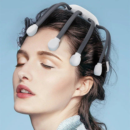 Octopus-inspired head massager with 14 independent massage heads for full scalp coverage and 5 customizable massage modes for personalized relaxation