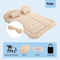 Beige SUV inflatable bed with flocking surface and car motor pump on vehicle floor