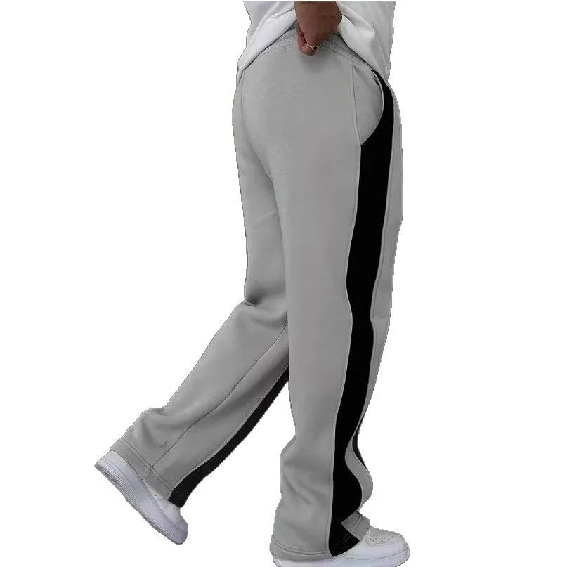 Straight sports pants loose fit polyester joggers black or grey digital printing autumn casual wear