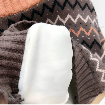 Children's long-sleeve wool sweater in apricot or brown, sizes 90-140cm with measurements length 36-52cm bust 54-74cm sleeve 31-47cm