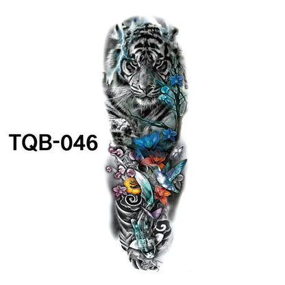 Waterproof full arm tattoo sticker with vibrant designs for temporary body art
