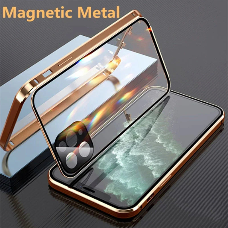 Metal frame and tempered glass iPhone case for robust protection and sleek design