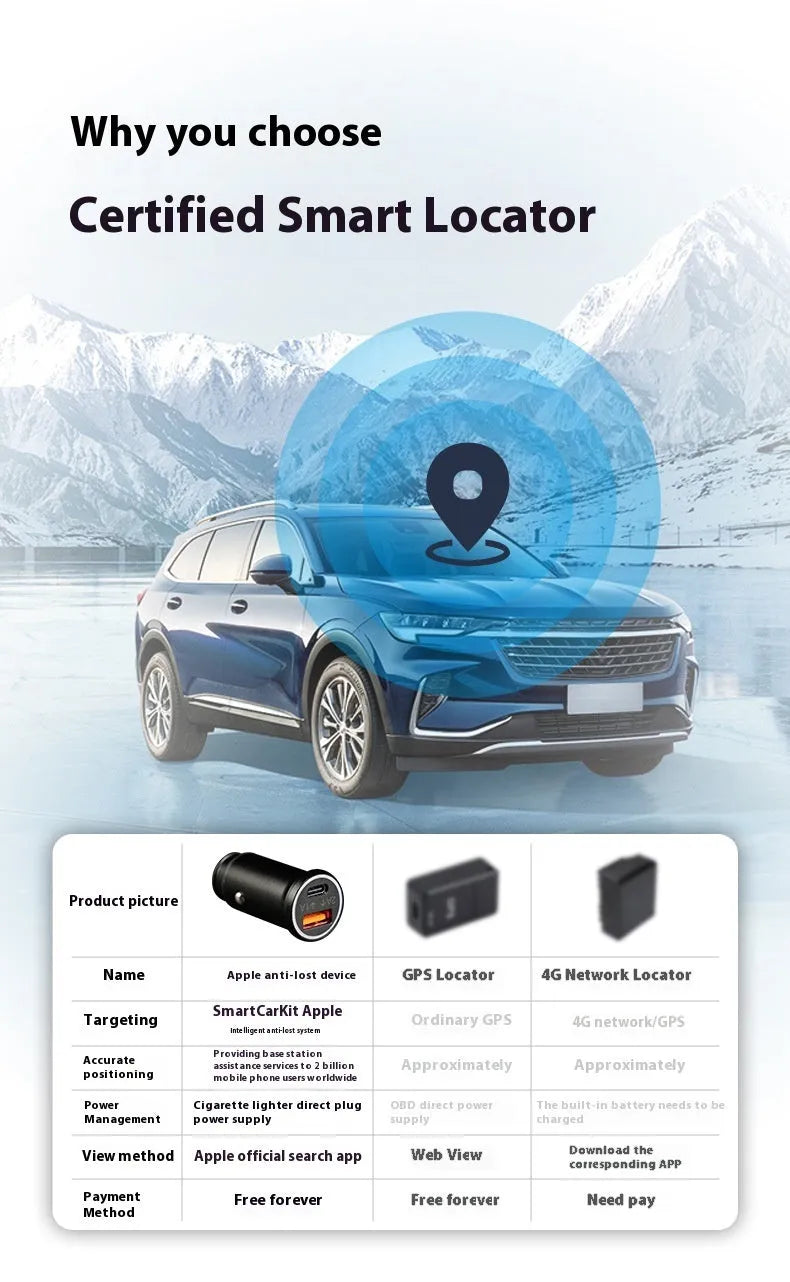 Black car charger GPS locator tracker device for vehicle security.