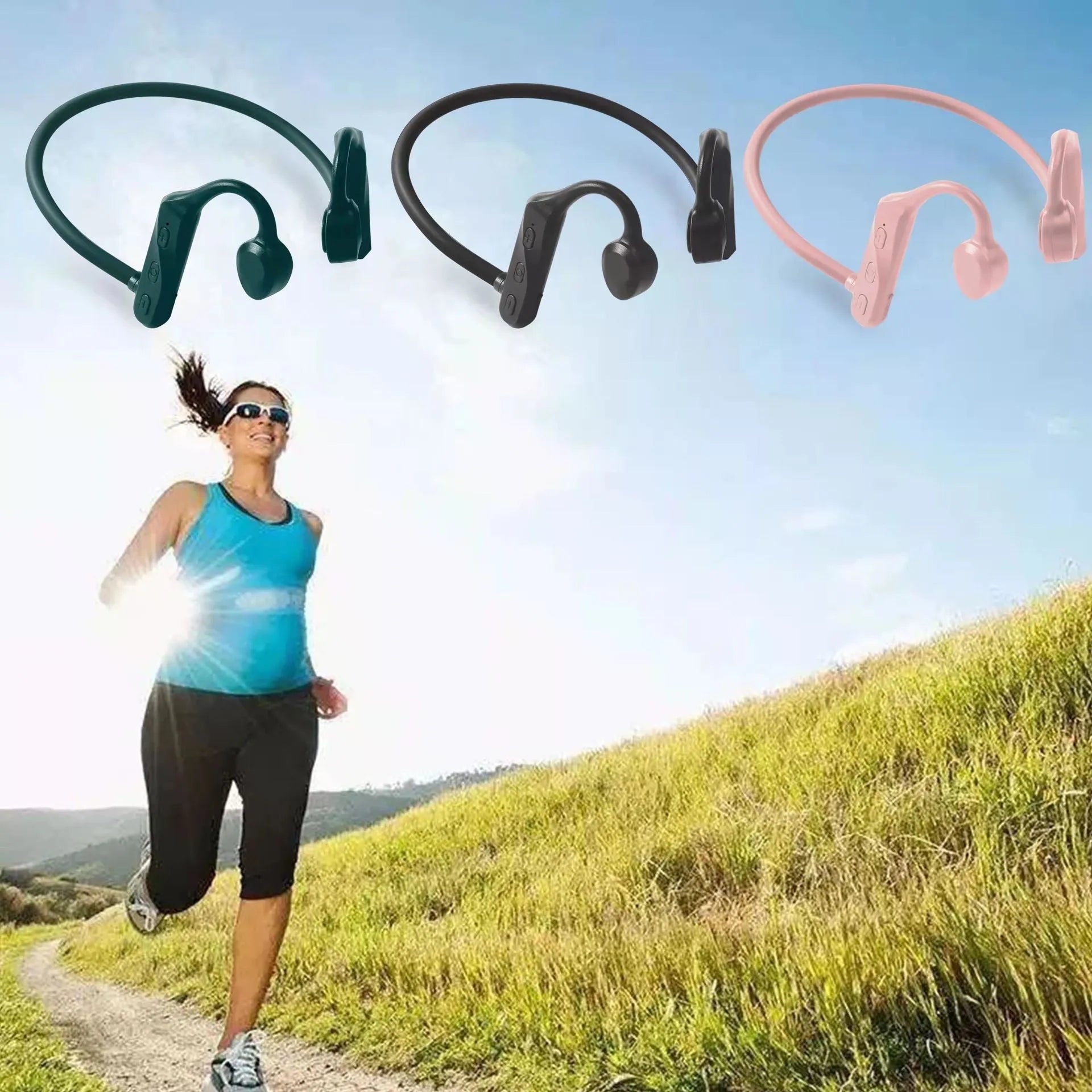 Wireless sports headphones Bluetooth 5.0 neckband style in black with mic and USB charging cable