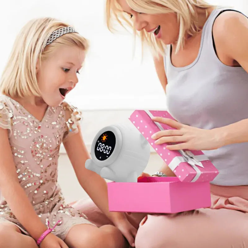 Soft edible silicone children's alarm clock with music function, white, puppy style