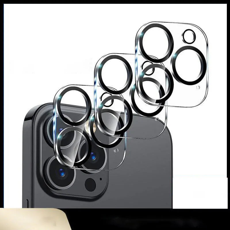 Screen printing 3D radian tempered glass lens protection film for iPhone with black luminous ring