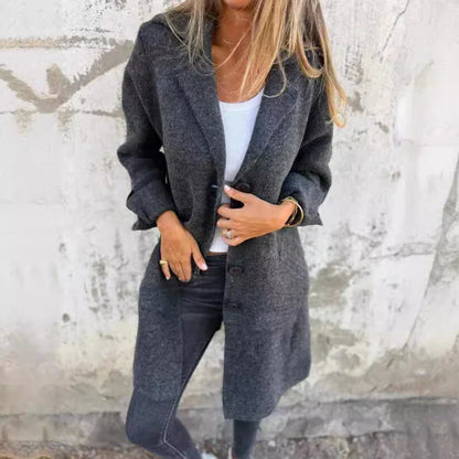 Stylish women's mid-length cardigan with pockets in a variety of trendy colors