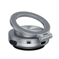 Vacuum adsorption magnetic multi-function car phone holder in black with aluminium alloy parts on dashboard