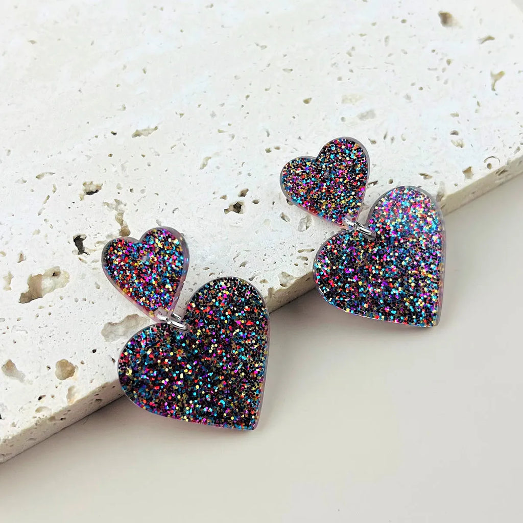 Acrylic love earrings for women, geometry design, Valentine's Day personalised jewellery, one pair