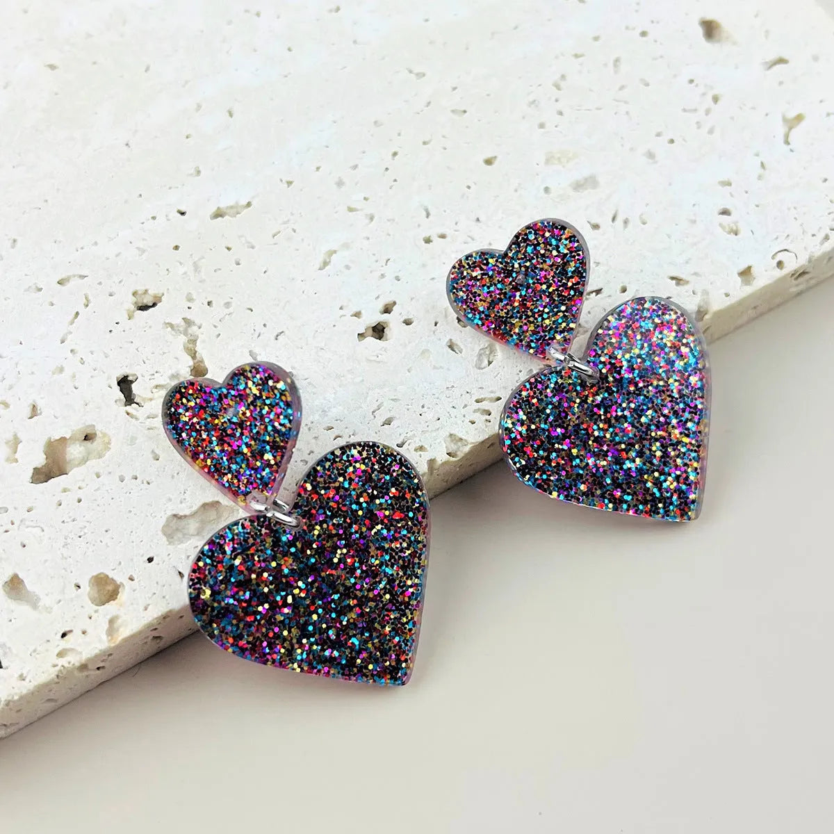 Acrylic love earrings for women, geometry design, Valentine's Day personalised jewellery, one pair