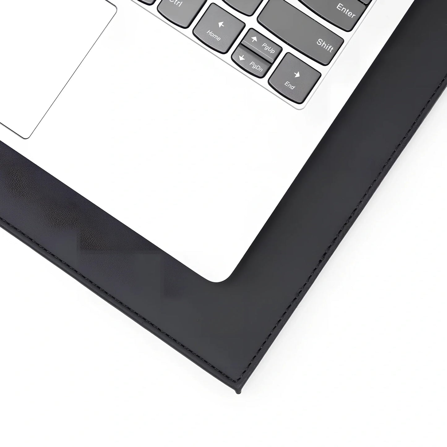 Black anti-radiation tablet pad, 35cm x 25cm with heat-insulating print and straps for 20-33cm devices