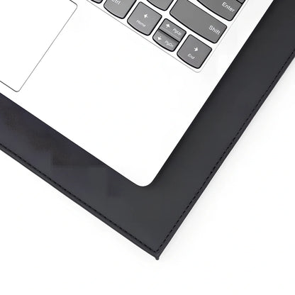 Black anti-radiation tablet pad, 35cm x 25cm with heat-insulating print and straps for 20-33cm devices