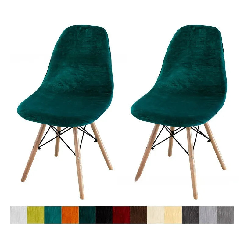 Velvet solid colour non-slip Eames chair cover in beige, polyester fibre, dustproof