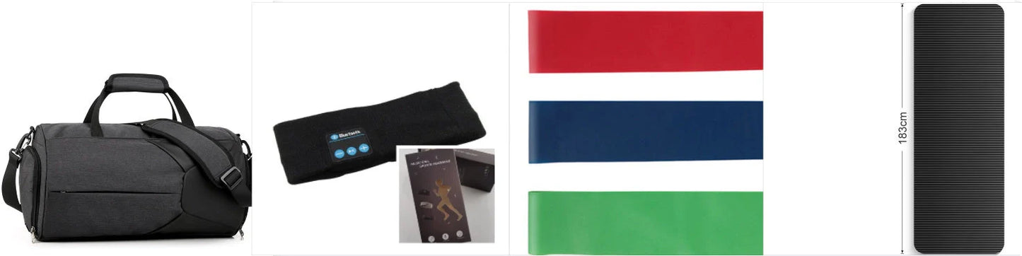 Wireless Bluetooth headband for fitness and yoga in rose red, deep blue, black, and gray