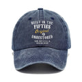 Washed cotton distressed vintage dad baseball cap in Fifties Black, adjustable fit, printed finish
