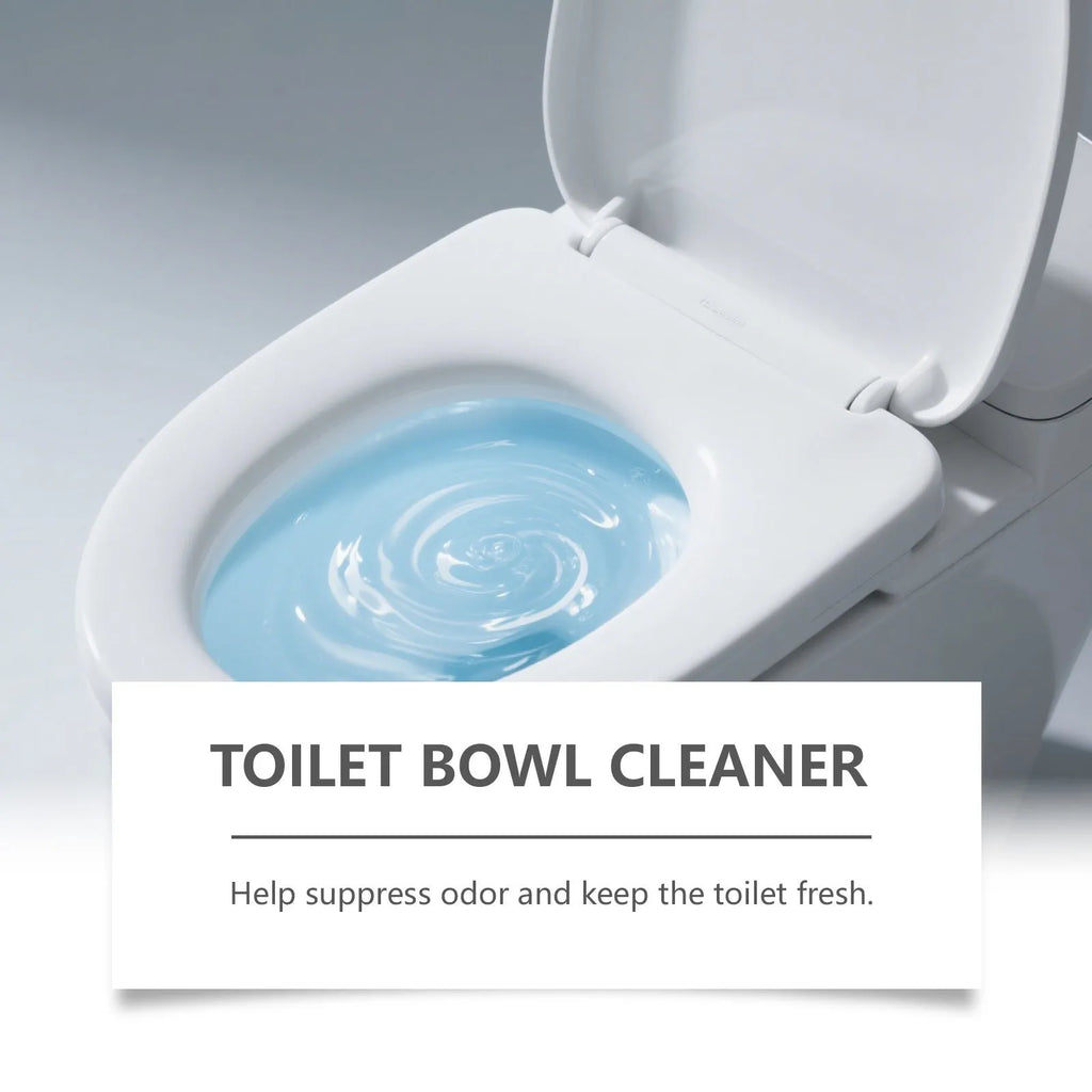 Four sachets of toilet cleaning powder on a bathroom background, total weight 120g.