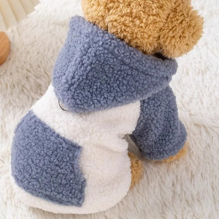 Brown pet hooded cotton-padded coat for dogs with thickened insulation