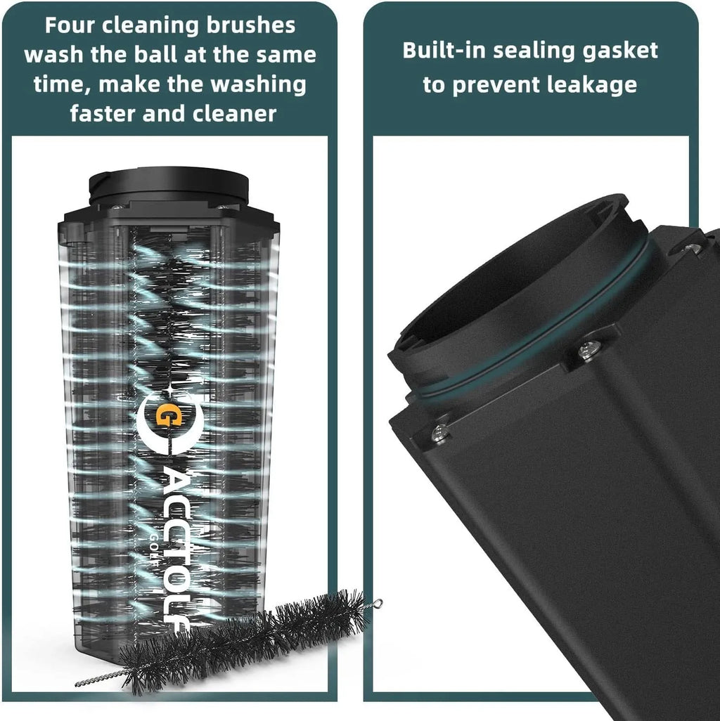 Black portable golf ball cleaning machine made from ABS for golf bag use