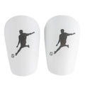 Mini football leg protector in black PU material, size XS, measuring 8 cm by 5 cm