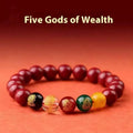 Five Gods Of Wealth cinnabar bracelet with animal beads in 8mm 10mm 12mm 14mm sizes