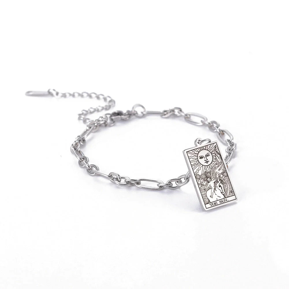 12 Tarot Card Series Stainless Steel Bracelet with 18K Gold Plating