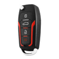 Red and frosted black one-way remote car alarm system with two remotes for vehicle security.