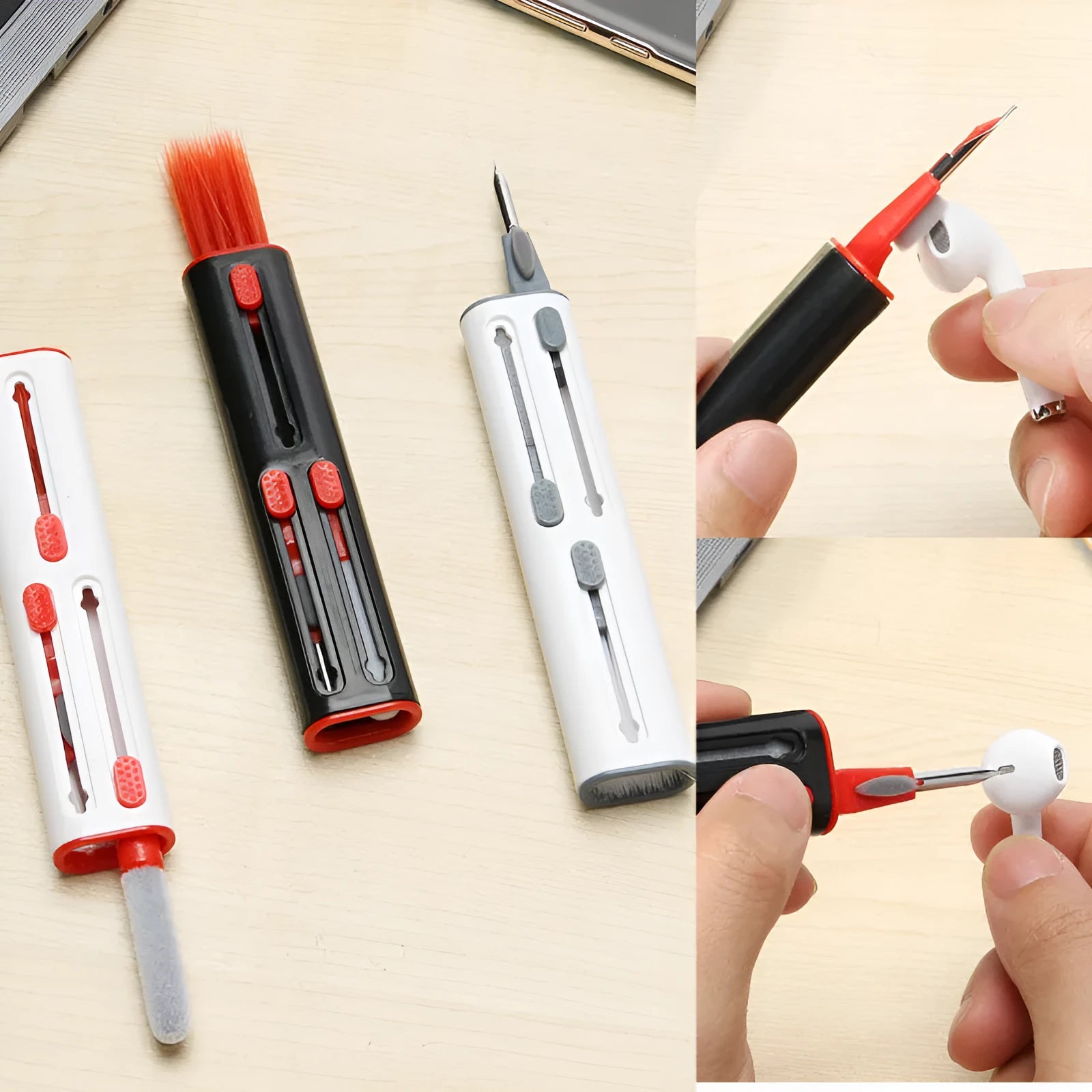 Multifunctional cleaning pen for AirPods Pro and Bluetooth earphones with four cleaning heads