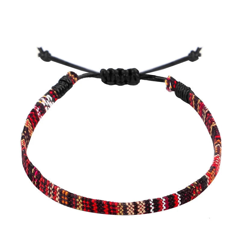 Hand woven rainbow colour bohemian style anklet for men and women