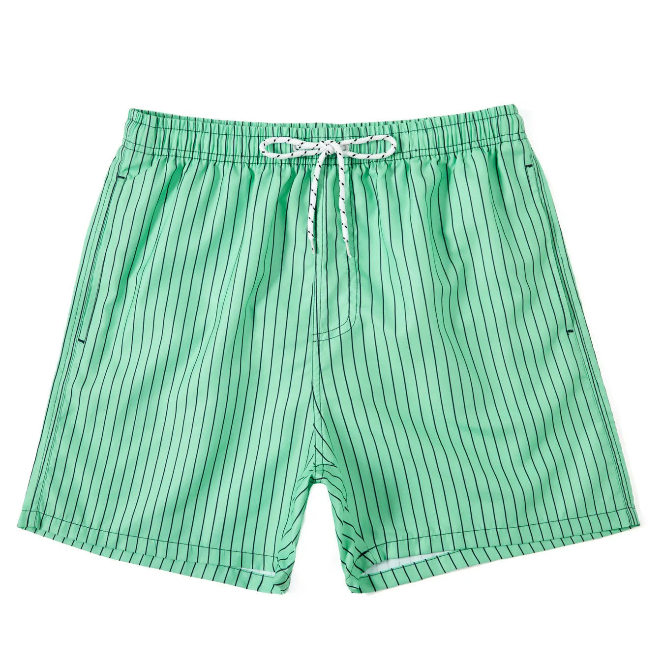 Men's striped casual shorts in polyester blend fabric with straight leg opening in light blue colour