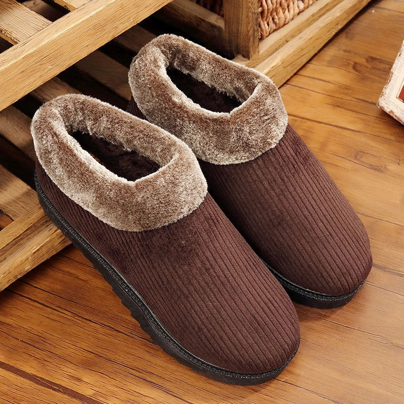 Men's winter casual cotton boots with tendon thickening sole in blue and coffee colours