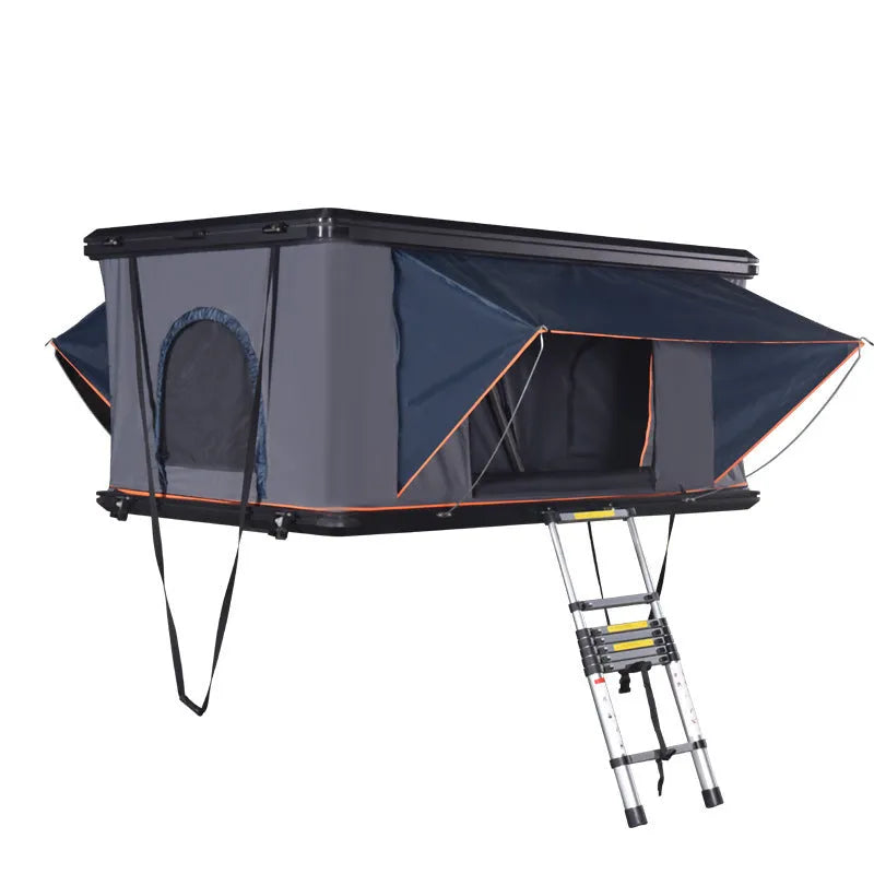 Outdoor aluminum alloy car roof tent black shell with dark grey canvas for two persons