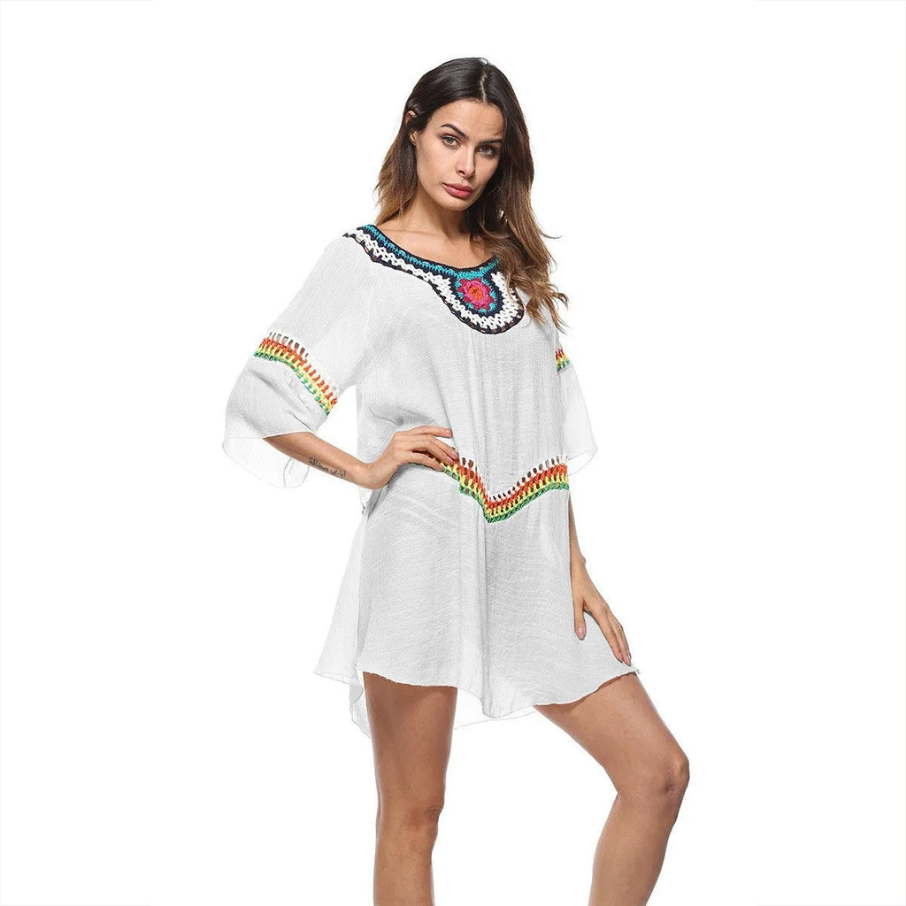 Crocheted ethnic style sun protection clothing in free size with four colour options