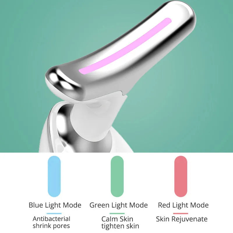 EMS thermal neck massager device with LED lights for facial skin care and wrinkle reduction