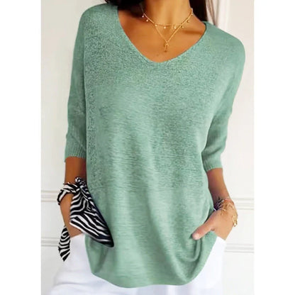 Women's Slimming V-neck Long Sleeve Sweater in various colours
