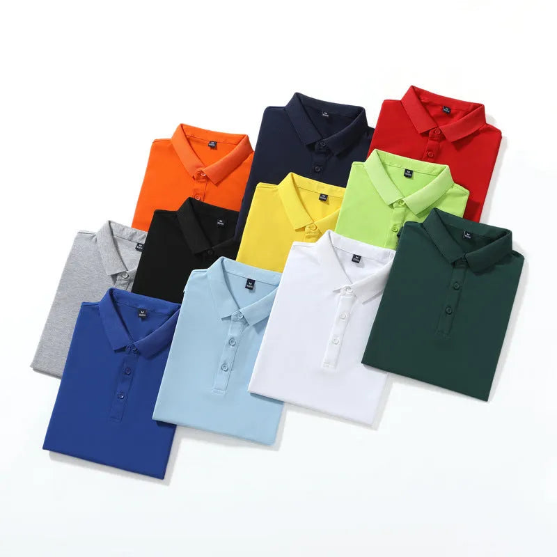 Mercerised cotton polo embroidered summer T-shirt in short sleeve with slit hem, available in multiple colours