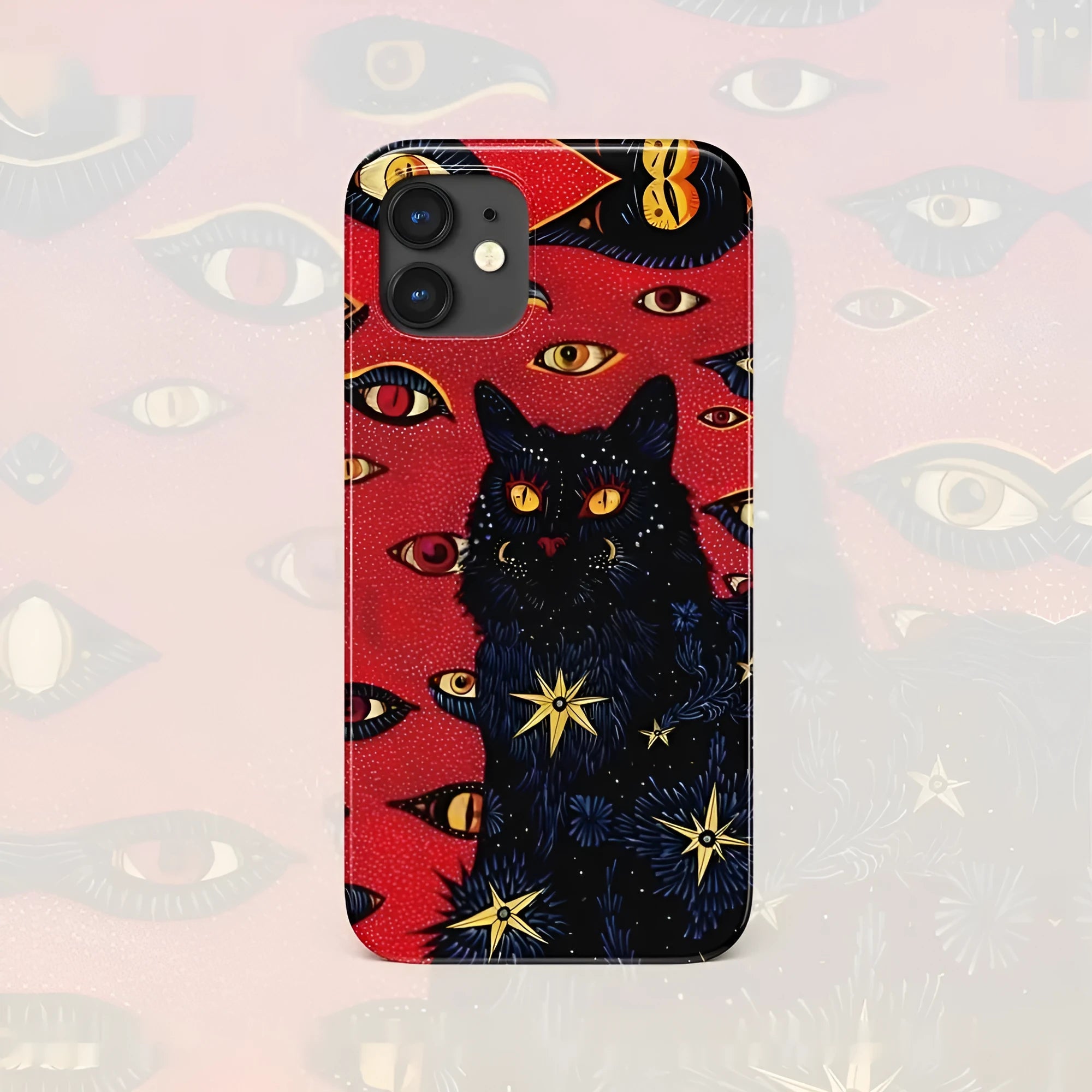 Retro cat eye design iPhone case in hard shell with European American vintage styling
