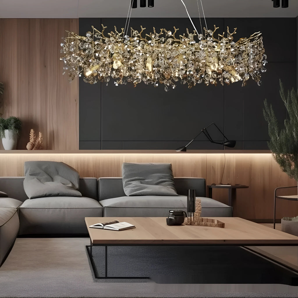 Modern simplicity die-cast aluminium LED chandelier with crystal accents in L150CM size for dining room