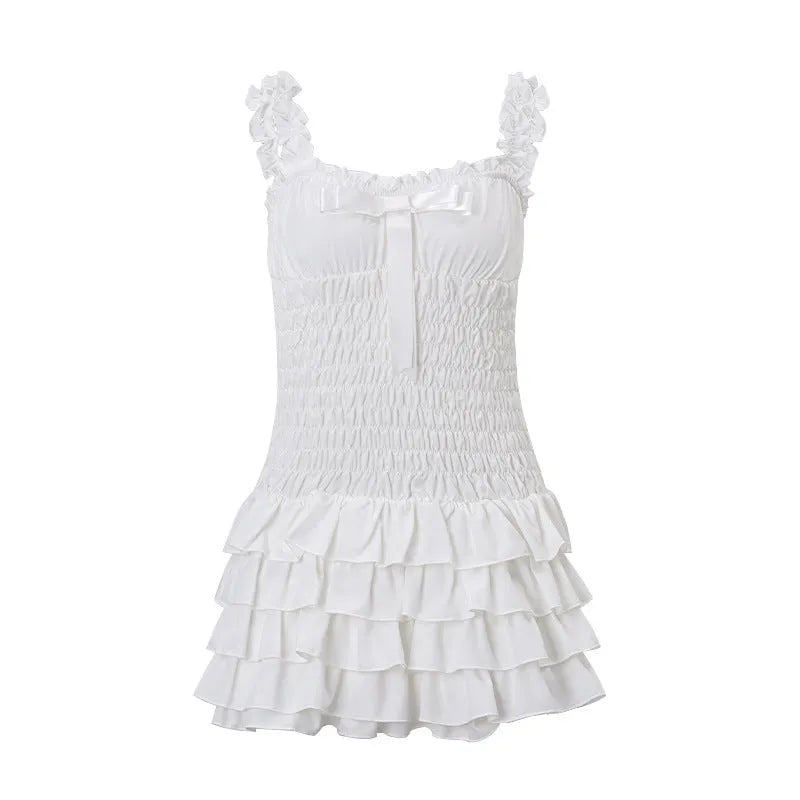 White wrap bust halter mini dress for women, sleeveless strappy design, short polyester bodycon dress