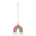 Vintage bohemian handwoven rainbow car pendant with tassel in blue, pink, grey, or red