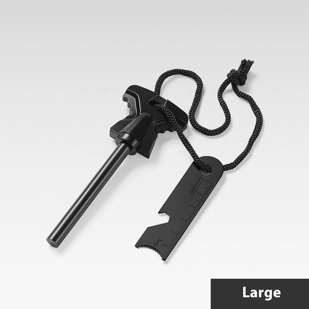 Butterfly-shaped stainless steel survival tool with firestone and bottle opener